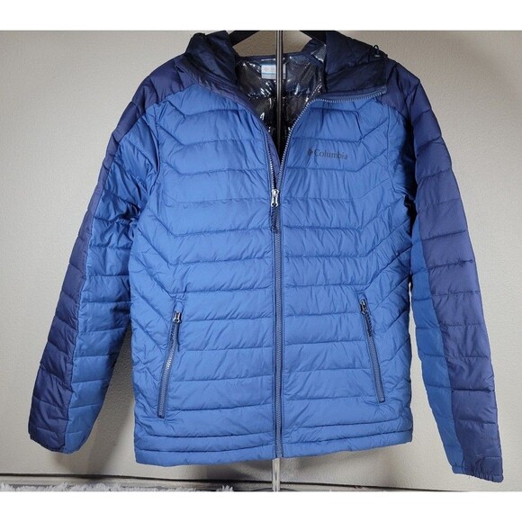 Columbia Omni-Heat Hooded Puffer Jacket Women’s XS Blue Thermal Reflective - Picture 1 of 8